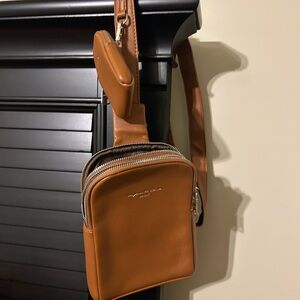 Amazon Women's Tan Leather Crossbody Bag